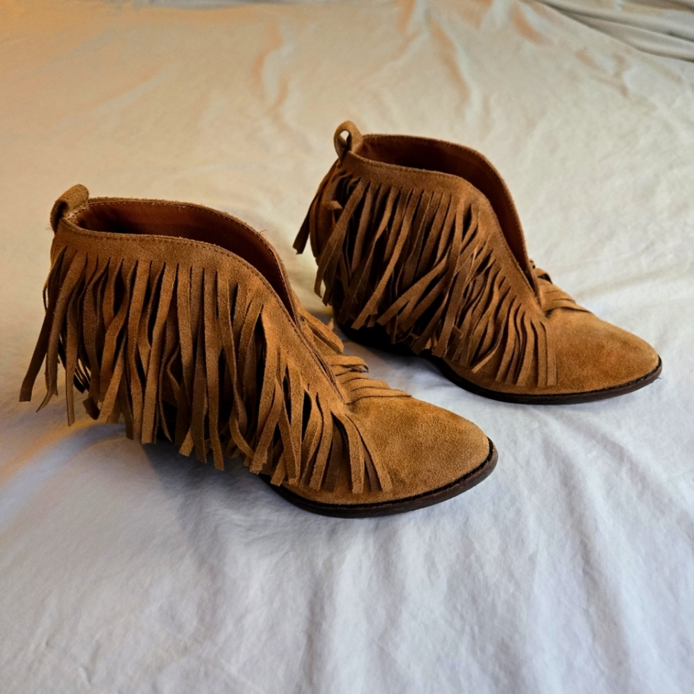 Coconuts by Matisse Lambert Fringed Faux Suede Boho Bootie - saddle brown